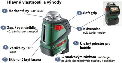 Krížový laser Bosch PLL 360 set